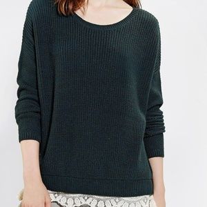 Pins and Needles Dark Green Sweater with Lace Trim